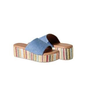 NEW DIBA TRUE women's rock steady platform wedge heel in blue denim